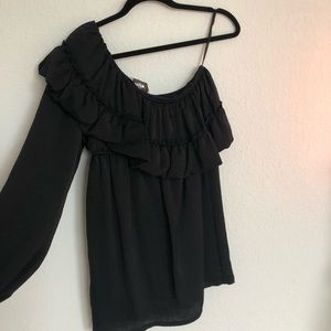 Judith March One Shoulder Black Dress